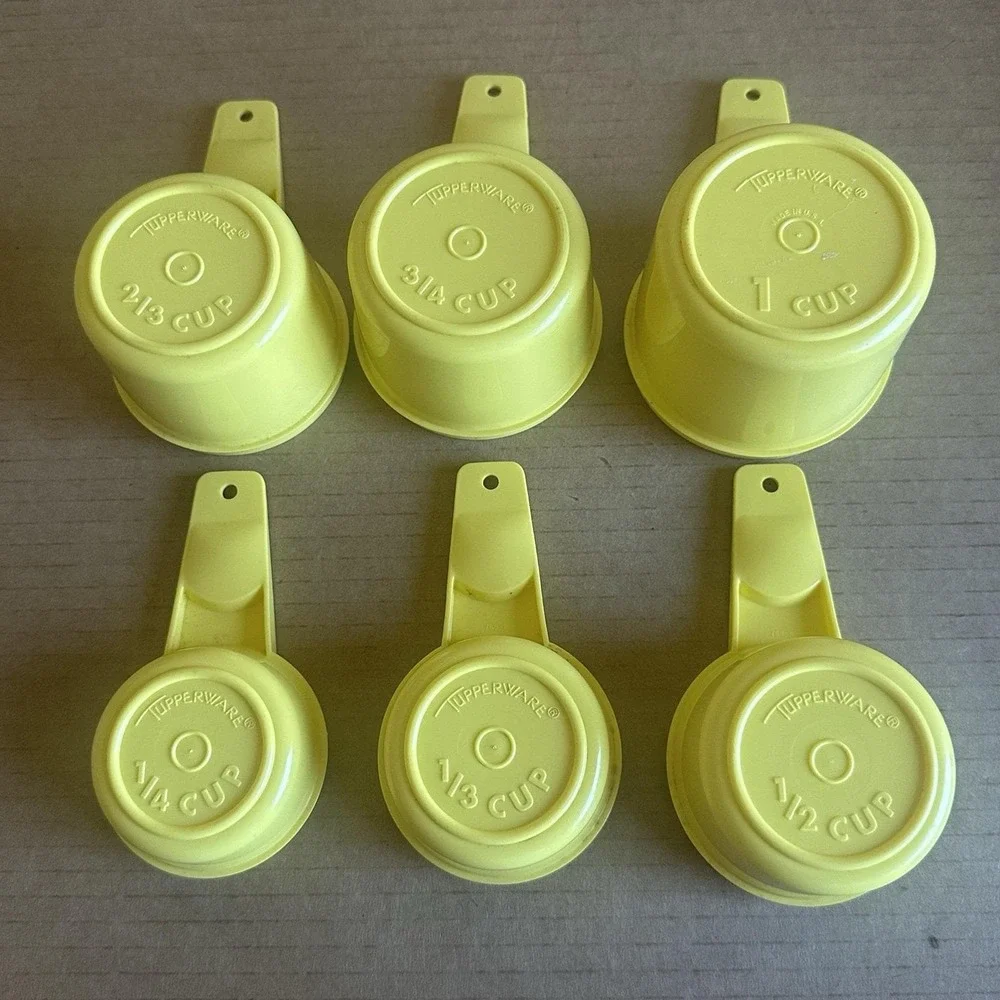 Vintage Tupperware Yellow Measuring Cups Set of 6 Nesting Complete 1/4 to 1 Cup